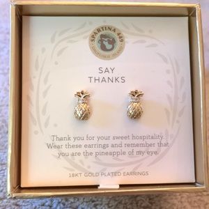 Spartina 449 gold filled pineapple earrings with small crystal decoration. New.
